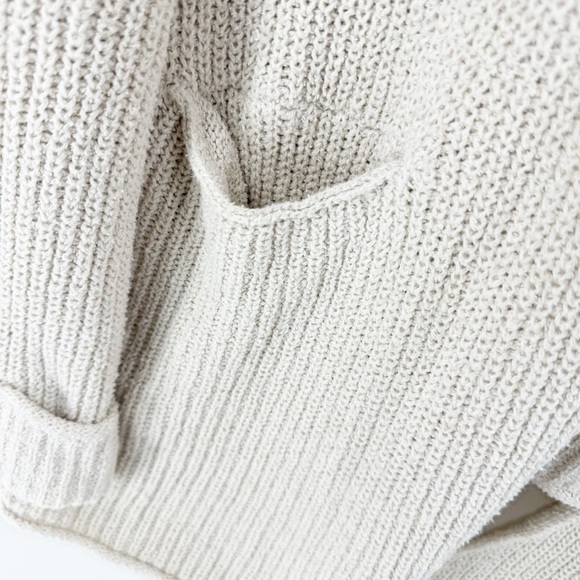 ✅ Free People “Low Tide” Oversized Cable Knit Cardigan CREAM SIZE X-SMALL - Picture 3 of 8